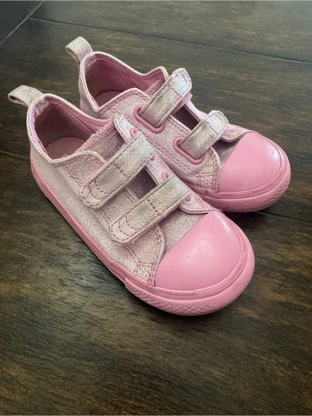 Girls Converse Glitter Pink Double-Strap